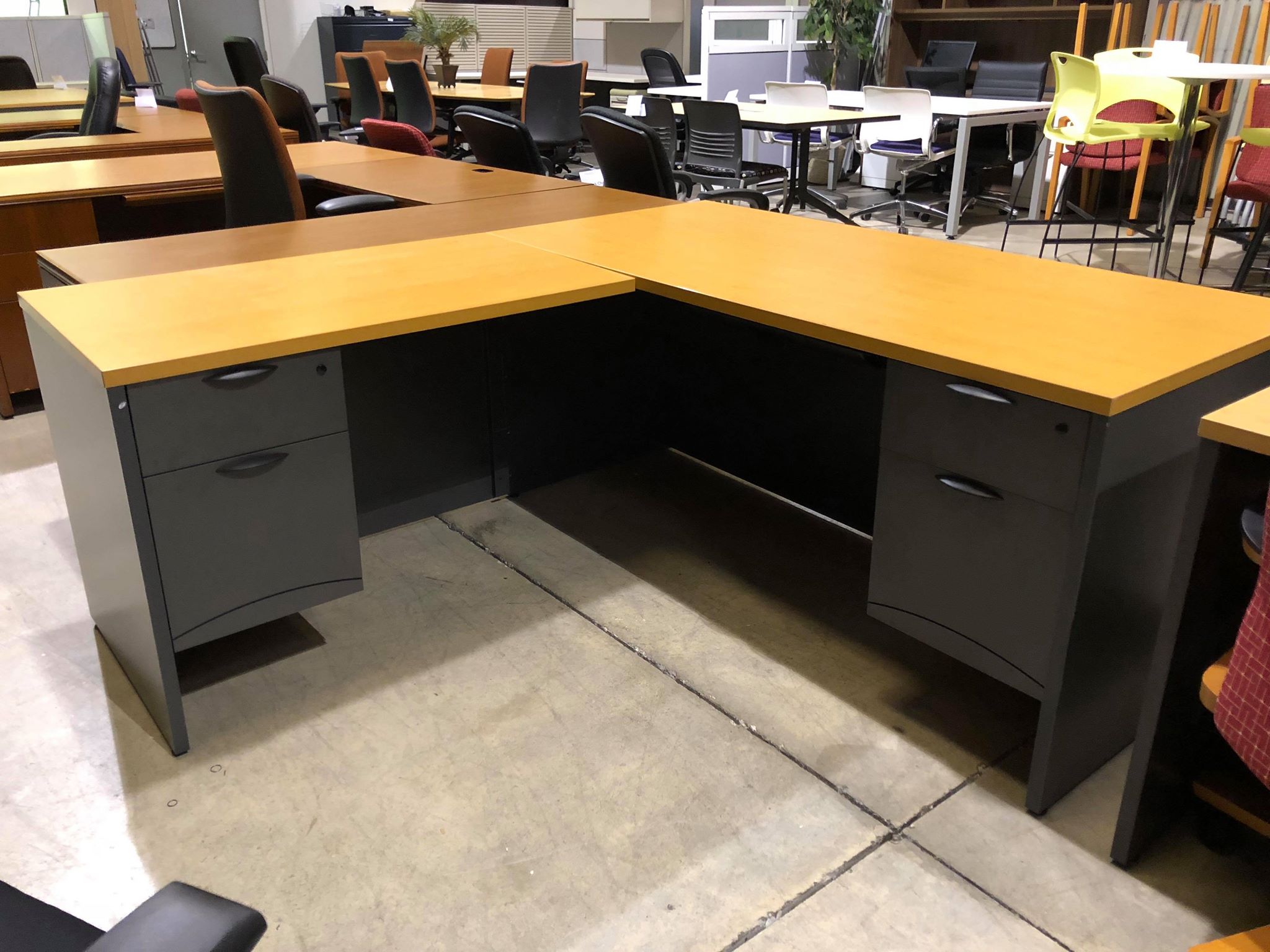 Used National L Shaped Desk With File Cabinet Vision Office